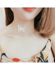 Ajojewel biała/czarna koronka z motylkami Choker naszyjnik z amuletem biżuteria damska akcesoria hurtownia