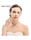 Mecresh klasyczny kryształ 3 wiersz kolor srebrny Teardrop Choker naszyjnik dla kobiet modny kołnierzyk z kryształu górskiego na