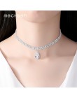 Mecresh klasyczny kryształ 3 wiersz kolor srebrny Teardrop Choker naszyjnik dla kobiet modny kołnierzyk z kryształu górskiego na