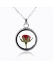 Suszone róże szkło pływające Lockets wisiorek naszyjniki dla kobiet suszony kwiat wisiorki naszyjnik choker łańcuszek biżuteria 