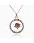 Suszone róże szkło pływające Lockets wisiorek naszyjniki dla kobiet suszony kwiat wisiorki naszyjnik choker łańcuszek biżuteria 