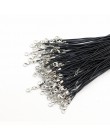 10 sztuk 1.5mm czarny skórzany sznur wosk liny łańcuch naszyjnik DIY PU 45CM + 5CM naszyjniki akcesoria do wyrobu biżuterii hurt