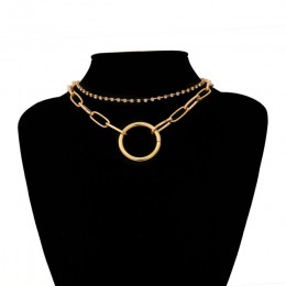 Gotycki kryształ wielowarstwowe koło Choker naszyjnik Choker komunikat Steampunk złoty kolor Sexy blokada łańcucha naszyjnik kob