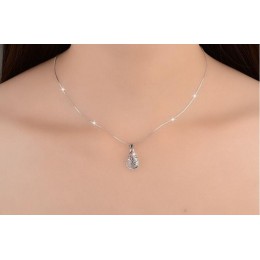 Anenjery 925 srebro naszyjnik miłość kąt łza Moonlight naszyjnik z opalem Neckace dla kobiet prezent 45cm Box choker łańcuszek S