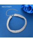 Mecresh klasyczny kryształ 3 wiersz kolor srebrny Teardrop Choker naszyjnik dla kobiet modny kołnierzyk z kryształu górskiego na