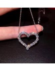 925 srebro biżuteria Shiny CZ cyrkon miłość wisiorek w kształcie serca naszyjnik dla kobiet prezent collares bijoux