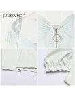 Julissa mo Sexy V Neck gorset krótki Top kobiety moda Ruffles Zipper letna koszulka Top 2019 kostiumy kąpielowe Casual Backless 