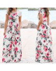 Kobiety długa, maksi sukienka 2020 lato kwiatowy Print Boho plaża sukienka z krótkim rękawem suknia wieczorowa tunika Vestidos P