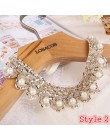 Gorący bubel moda kobiety kryształowe wielokolorowe kwiaty złote koraliki łańcuszek wstążka z imitacją kołnierzyka Choker naszyj