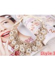 Gorący bubel moda kobiety kryształowe wielokolorowe kwiaty złote koraliki łańcuszek wstążka z imitacją kołnierzyka Choker naszyj