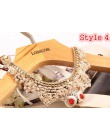 Gorący bubel moda kobiety kryształowe wielokolorowe kwiaty złote koraliki łańcuszek wstążka z imitacją kołnierzyka Choker naszyj
