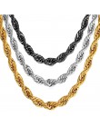 U7 Hip Hop skręcona lina naszyjnik dla mężczyzn złoty kolor gruba stal nierdzewna Hippie Rock Chain długi/Choker Hot moda biżute