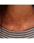 Czeski biżuteria wielowarstwowy kryształ naszyjnik kobiety złoty kolor gwiazda Choker ręcznie wykonana biżuteria naszyjnik