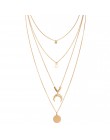 Boho naszyjniki Vintage wielowarstwowy choker naszyjnik dla kobiet modny kołnierz Collier Femme biżuteria z motywem księżyca akc