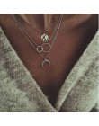 Boho naszyjniki Vintage wielowarstwowy choker naszyjnik dla kobiet modny kołnierz Collier Femme biżuteria z motywem księżyca akc