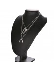 Boho naszyjniki Vintage wielowarstwowy choker naszyjnik dla kobiet modny kołnierz Collier Femme biżuteria z motywem księżyca akc