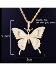 Zwierząt motyl naszyjnik i wisiorek Iced Out łańcuch tenisowy złoty kolor AAA sześcienne cyrkon mężczyzna kobiet Hip hop Rock bi