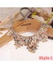 Gorący bubel moda kobiety kryształowe wielokolorowe kwiaty złote koraliki łańcuszek wstążka z imitacją kołnierzyka Choker naszyj