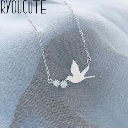 Punk w stylu Vintage 925 Sterling Silver jaskółka naszyjniki wisiorki dla kobiet prezenty oświadczenie naszyjniki Colar 2019