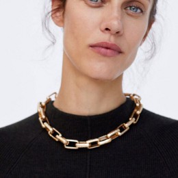 Po prostu FEEL ZA geometryczne koła Chokers naszyjnik kobiety etniczne boho złoty kolor Maxi Chain wisiorek typu statement naszy