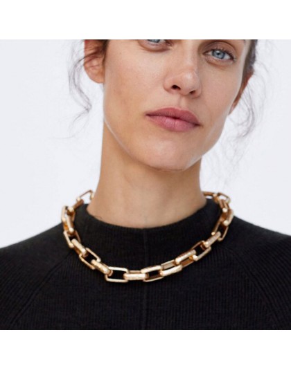 Po prostu FEEL ZA geometryczne koła Chokers naszyjnik kobiety etniczne boho złoty kolor Maxi Chain wisiorek typu statement naszy