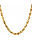U7 Hip Hop skręcona lina naszyjnik dla mężczyzn złoty kolor gruba stal nierdzewna Hippie Rock Chain długi/Choker Hot moda biżute