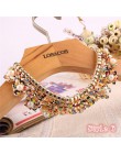 Gorący bubel moda kobiety kryształowe wielokolorowe kwiaty złote koraliki łańcuszek wstążka z imitacją kołnierzyka Choker naszyj