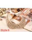 Gorący bubel moda kobiety kryształowe wielokolorowe kwiaty złote koraliki łańcuszek wstążka z imitacją kołnierzyka Choker naszyj