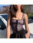 LVINMW seksowna siatka Polka nadruk w kropki breasted głęboki dekolt krótki Top 2019 lato kobiety bez rękawów Camisole Top kobie