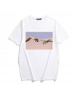 MICHELANGELO Harajuku fajne śmieszne osobliwy nadruk t-shirty damskie t-shirty Ulzzang hiphopowy sweter Casual topy damskie tees