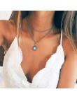 Boho naszyjniki Vintage wielowarstwowy choker naszyjnik dla kobiet modny kołnierz Collier Femme biżuteria z motywem księżyca akc
