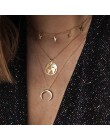 Boho naszyjniki Vintage wielowarstwowy choker naszyjnik dla kobiet modny kołnierz Collier Femme biżuteria z motywem księżyca akc