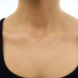 Prosty srebrny/złoty kolor krzyż naszyjnik i wisiorek kobiety moda biżuteria minimalistyczny Tiny choker łańcuszek naszyjniki ko