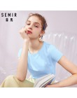 SEMIR T koszula kobiety nowy 100% bawełniane koszulki damskie 2019 vogue rocznika koszulki bawełniane kobiety O Neck z krótkim r