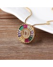 Nowe modne Rainbow Gold Micro Pave CZ cyrkonia A-Z inicjały zawieszka w kształcie litery naszyjniki dla kobiet biżuteria rodzinn