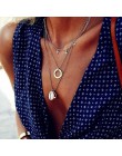 Boho naszyjniki Vintage wielowarstwowy choker naszyjnik dla kobiet modny kołnierz Collier Femme biżuteria z motywem księżyca akc