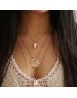 Boho naszyjniki Vintage wielowarstwowy choker naszyjnik dla kobiet modny kołnierz Collier Femme biżuteria z motywem księżyca akc