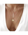 Boho naszyjniki Vintage wielowarstwowy choker naszyjnik dla kobiet modny kołnierz Collier Femme biżuteria z motywem księżyca akc