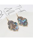 Moda kwiat sześciokąt Abalone shell Leopard naszyjnik frędzle długi łańcuch naszyjnik sweter biżuteria geometryczna