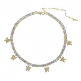 Serce strzałka cz łańcuch tenisowy z luksusowym kroplówki cz motylkowe wisiorki choker naszyjniki iced out bling hip hop kobiety