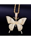 Zwierząt motyl naszyjnik i wisiorek Iced Out łańcuch tenisowy złoty kolor AAA sześcienne cyrkon mężczyzna kobiet Hip hop Rock bi