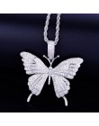 Zwierząt motyl naszyjnik i wisiorek Iced Out łańcuch tenisowy złoty kolor AAA sześcienne cyrkon mężczyzna kobiet Hip hop Rock bi