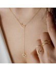 Czeski małe serce gwiazda naszyjnik dla kobiet krótki łańcuszek moneta Bar wisiorek z księżycem naszyjnik prezent Choker naszyjn