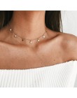 Czeski małe serce gwiazda naszyjnik dla kobiet krótki łańcuszek moneta Bar wisiorek z księżycem naszyjnik prezent Choker naszyjn