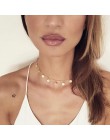 Czeski małe serce gwiazda naszyjnik dla kobiet krótki łańcuszek moneta Bar wisiorek z księżycem naszyjnik prezent Choker naszyjn
