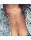 Czeski małe serce gwiazda naszyjnik dla kobiet krótki łańcuszek moneta Bar wisiorek z księżycem naszyjnik prezent Choker naszyjn