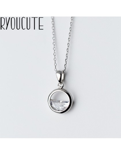 RYOUCUTE 100% prawdziwa czysta 925 Sterling Silver biżuteria koreański, z długimi Rhinestone koło naszyjniki dla kobiet ślub Kol