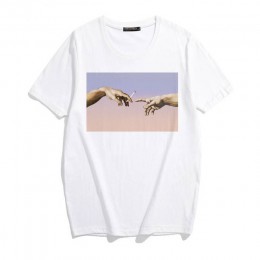 MICHELANGELO Harajuku fajne śmieszne osobliwy nadruk t-shirty damskie t-shirty Ulzzang hiphopowy sweter Casual topy damskie tees