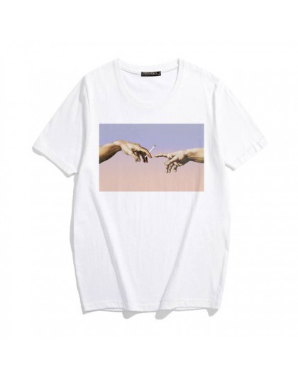 MICHELANGELO Harajuku fajne śmieszne osobliwy nadruk t-shirty damskie t-shirty Ulzzang hiphopowy sweter Casual topy damskie tees