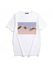 MICHELANGELO Harajuku fajne śmieszne osobliwy nadruk t-shirty damskie t-shirty Ulzzang hiphopowy sweter Casual topy damskie tees